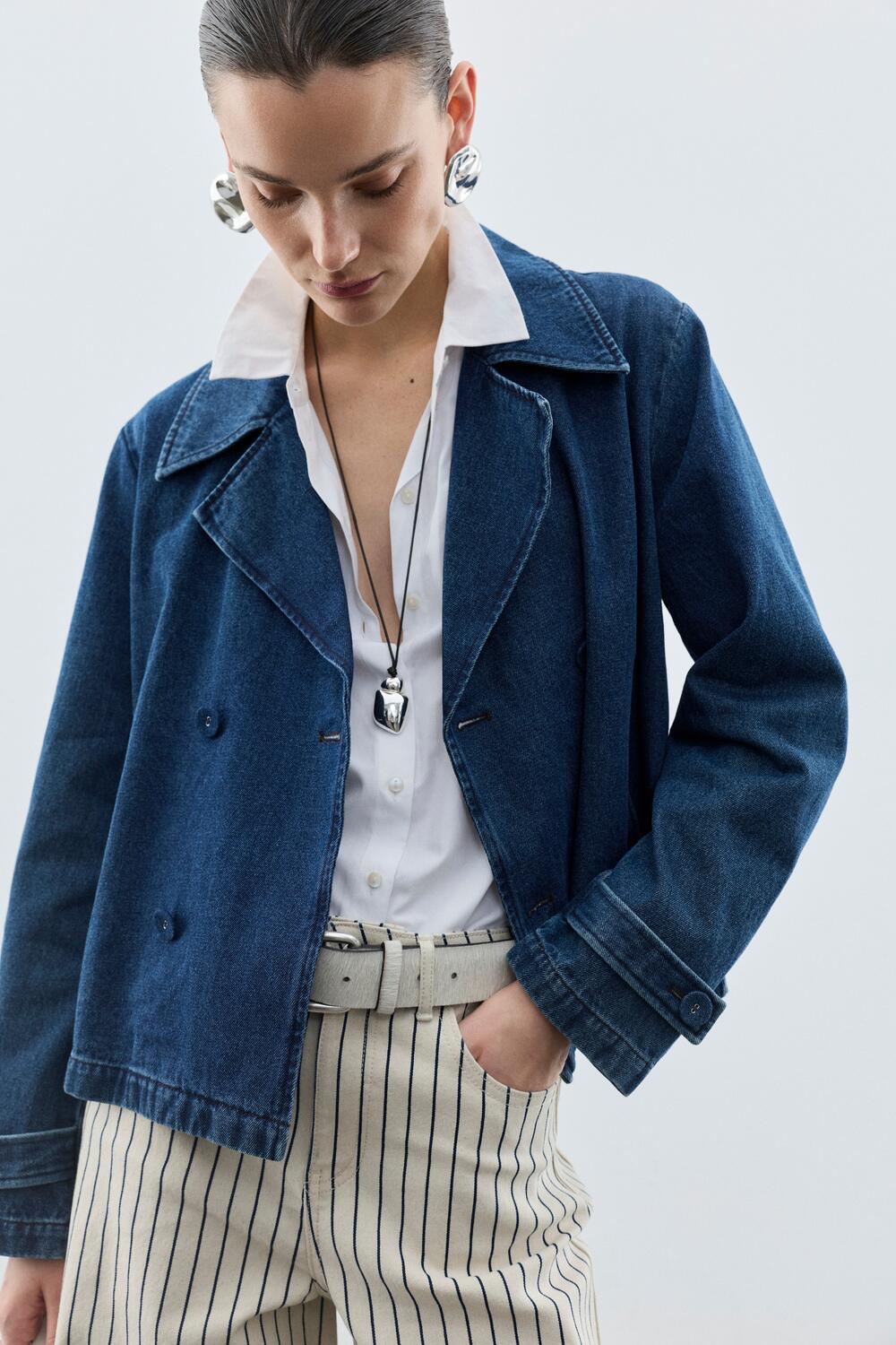 Vinata Short denimjakke - Dark Blue Denim